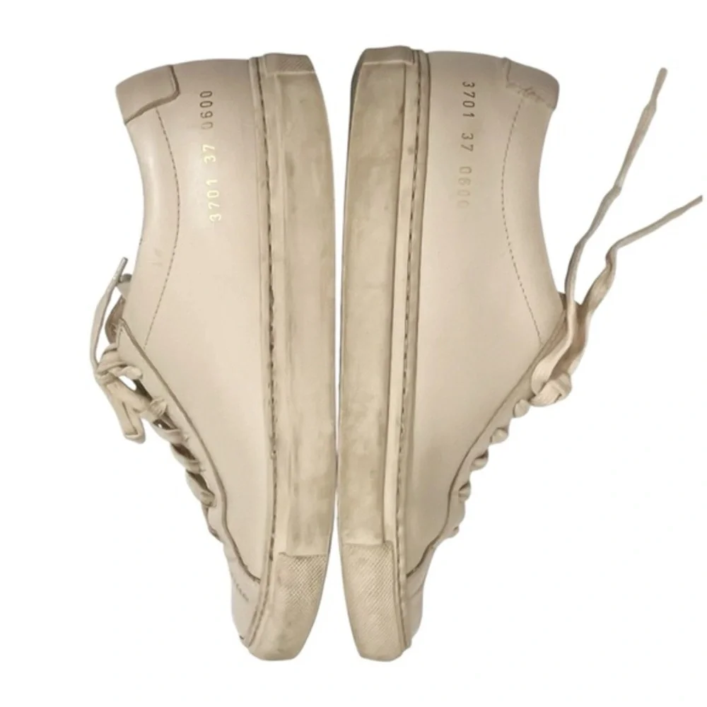 Common Projects Achilles Low Sneakers Beige Leather Lace Up‎ Women's Size 7
